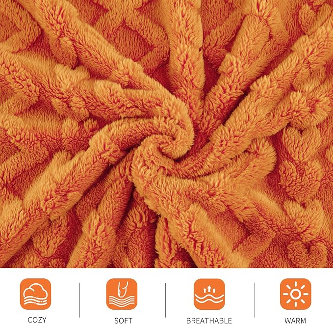 Aganear Fleece Throw Blanket for Couch,Fall Boho Blankets,50"x60" Orange | Lightweight Fuzzy Throw,Warm Gift for Women,Christmas,Housewarming,Soft Aesthetic Home Decor for Bedroom Sofa,All-Season Use