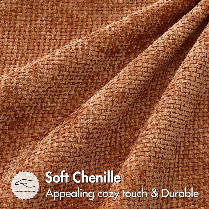 MIULEE Fall Decorative Orange Couch Throw Pillow Covers 18x18 Inch 2 Pack | Modern Boho Accent, Soft Chenille Pillow Covers, Farmhouse Cushion Cases for Home Decor Bed Sofa Living Room