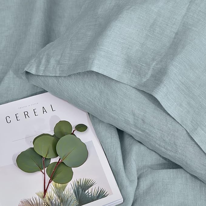 Simple&Opulence Body Pillow Cover 20" x 54",100% Pure Linen, Ultra Soft and Breathable, Body Pillowcase with Envelope Closure for Adults(Dusty Blue)