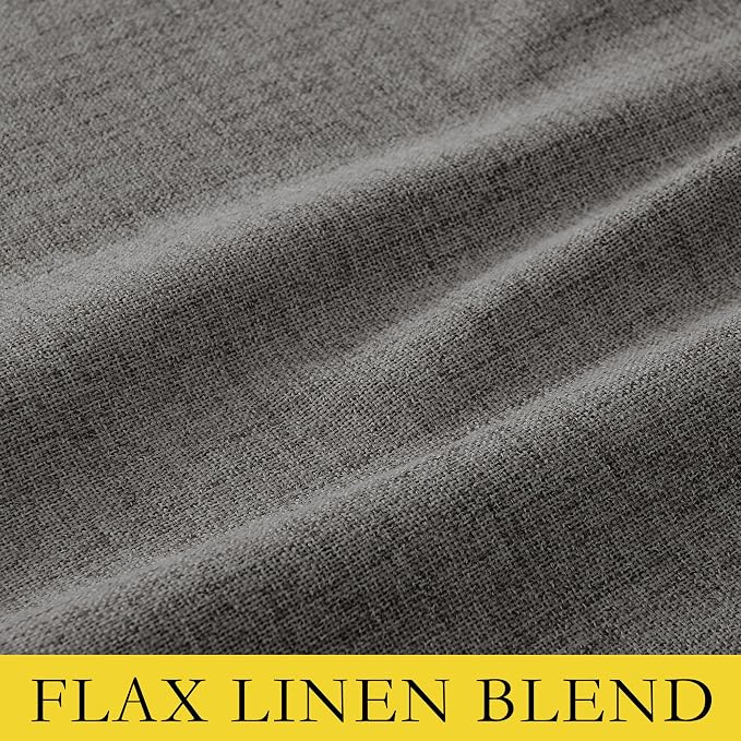 NICETOWN 100% Blackout Linen Curtains 84 inch Long 2 Panels, Grizzle Gray | Back Tab Cozy Bedroom Curtains for Daytime Sleep, Noise Reducing, Privacy Protection, Energy Saving, W52" x L84" per Panel