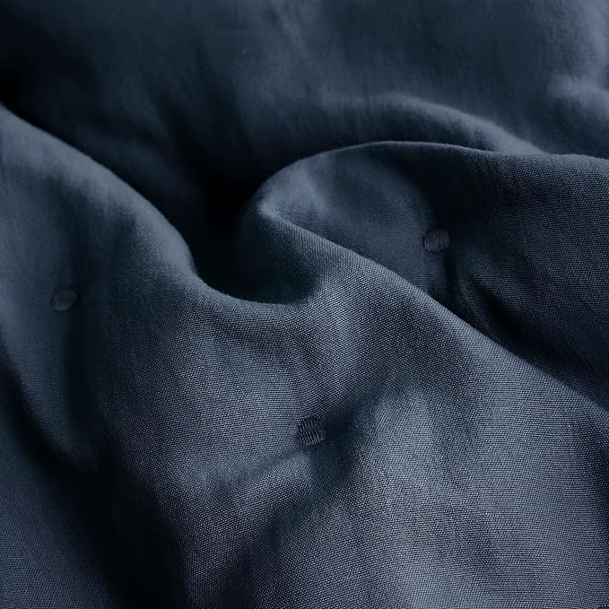 WDCOZY Navy Blue Cloud Twin Size Quilt Set, Tan Lightweight Farmhouse Bedspread, Rustic Country Coverlet, Taupe Camel Soft Bedding, Thin Comforter for All Season - 2 Pieces, 68x90 inches
