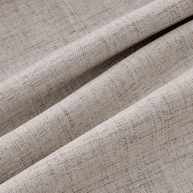 MIULEE 100% Blackout Linen Curtains for Bedroom 42 x 90 Inch Greige 2 Panel | Thermal Insulated, Room Darkening Drapes for Living Room, Back Tab Rod Pocket Pinch Pleated, Solid Luxury Decor