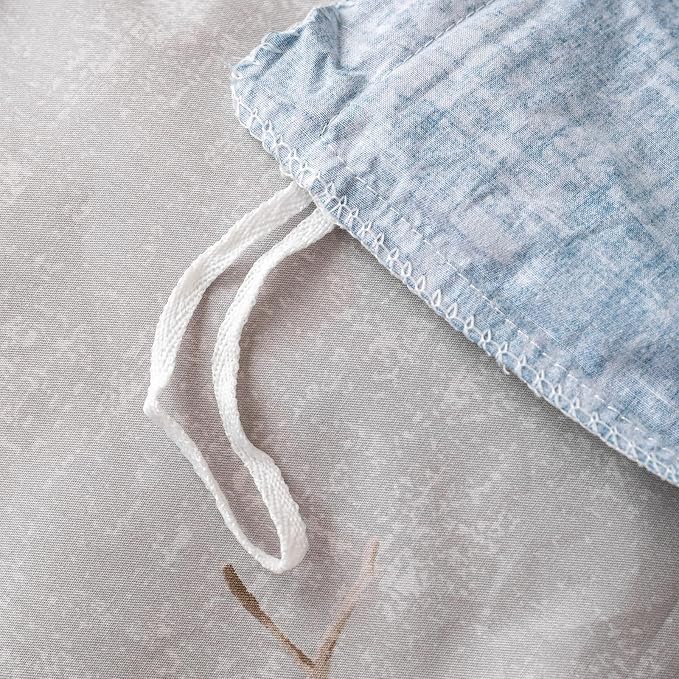 OAITE King Duvet Cover Set 3pcs 100% Cotton with Grey Abstract Branch | Soft, Breathable,Long-lasting,Comfort,Dual Zipper,8 Corner Ties,Easy Care for All Season