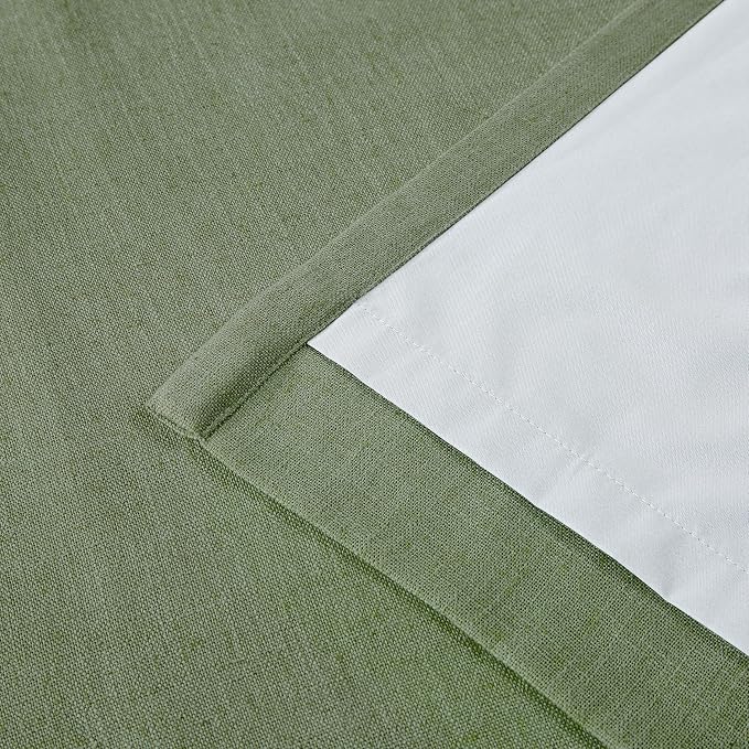 Vision Home Dark Green Pinch Pleated Full Blackout Curtains Linen Blended Room Darkening Curtain Panels 108 inch for Living Room Bedroom Thermal Insulated Pinch Pleat Drapes with Hooks 40" Wx108 Lx2