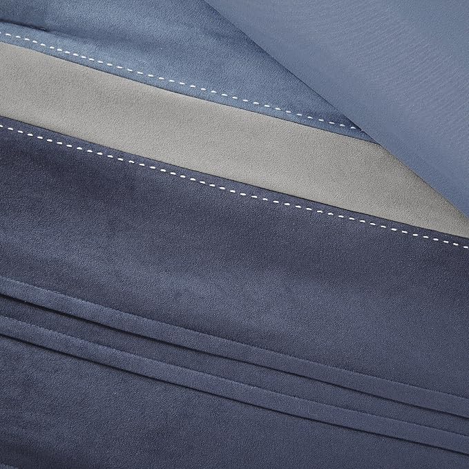 Madison Park - MP10-1638 Collins Comforter Set Bed in a Bag, Cal King(104"x92"), Blue Grey | All Season Bedding with Comforter, Matching Bed Skirt, Decorative Pillows, Shams, Navy