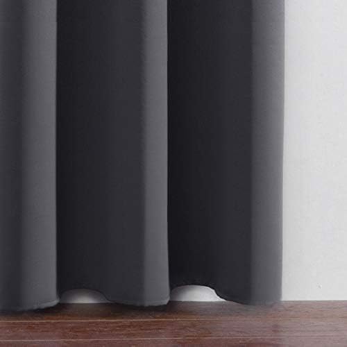 Grey Blackout Curtains 66 x 63 Inch Length/Set of 2 Curtain Panels/Thermal Insulated Room Darkening Blackout Curtains for Bedroom