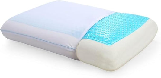 Cool Gel Cooling Pillow for Sleeping, Cooling Memory Foam Pillow for Hot Sleepers, Reversible Ergonomic Design, Pressure Relief, Spine Alignment, Side, Back Contouring Support