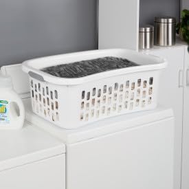 Sterilite 24 Pack HipHold Laundry Basket, Plastic Rectangle Clothes Hamper with Comfort Grip Handles & Reinforced Rim, 1.5 Bushel Capacity, White