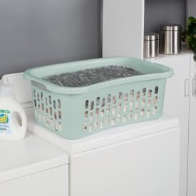 Sterilite HipHold Laundry Basket, Plastic Rectangle Clothes Hamper, 6 Pack | 1.5 Bushel Capacity, Mint, Bin with Comfort Grip Handles & Reinforced Rim