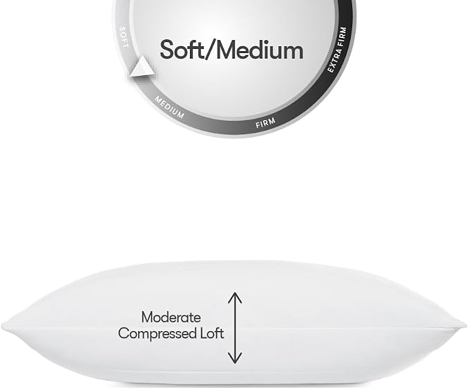 Serta Down Illusion Balanced Support Cooling Pillows, King (2 Pack) | Down alternative fill and cooling cover offer soft comfort for every sleep position, hypoallergenic and machine washable