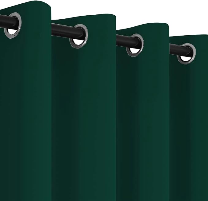 Yakamok Dark Green Room Darkening Window Curtains 52x36 Inch for Kitchen | Grommet,Thermal Insulated ,Blackout Curtains Drapes,Blocks some light adds privacy,Living room Bathroom,2 Panel Valance