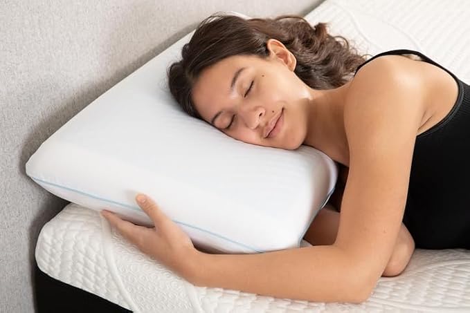 Cool Gel Cooling Pillow for Sleeping, Cooling Memory Foam Pillow for Hot Sleepers, Reversible Ergonomic Design, Pressure Relief, Spine Alignment, Side, Back Contouring Support