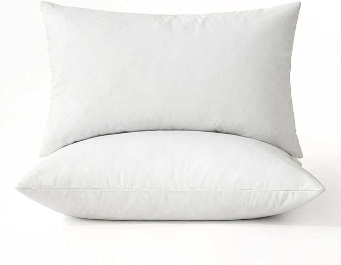 MIULEE 14x22 Pillow Inserts, Set of 2 Feather Down Throw Pillows | Choppable and No Smell, Double-Layer Down-Proof Cotton Cover, Decorative Pillows for Couch Sofa and Bed