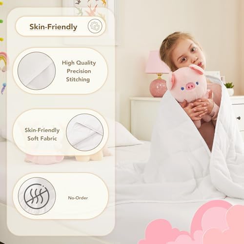 CuteKing Weighted Blanket - Weighted Blanket with Premium Glass Beads - Breathable Heavy Blanket for Comfortable Rest - Thick Blanket All Season (7lbs, 40"x60", White)