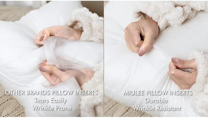 MIULEE 18x18 Pillow Inserts Set of 2, Square Decorative Throw Pillows Premium Fluffy Pillow Stuffer for Living Room Sofa Couch Bed | Premium Fluffy Lumbar Pillow, Forms Stuffer for Living Room Sofa Couch Bed