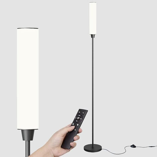 Nukanu Floor Lamp with Remote Control,Bright Floor Lamps for Living Room/Bedroom/Office, Stepless Adjustable 3000K-6000K Colors and 10-100% Brightness,Standing Light with Foot Switch (Black) | Standing Lamp for Living Room,Bedroom,Office,Stepless Adjus...