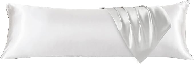 Body Pillow with Satin Pillowcase, Body Pillow for Adults, Removable Cover, White (20"x54") | 20"x54", Removable Cover, OEKO-TEX Certified Down Alternative Filling,Washing Machine