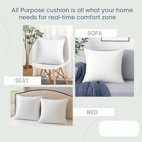 LANE LINEN 8 Pack 18x18 White Throw Pillow Inserts for Decorative Pillow Covers, Couch Pillows for Living Room, Fluffy Pillows for Bed