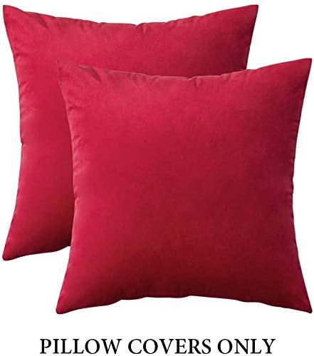 MIULEE Velvet Throw Pillow Covers 16x16 Inch Pack of 2 Red | Soft Solid Small Decorative Pillow Covers, Modern Luxury Home Decor, for Couch Chair Sofa Bedroom Livingroom Car