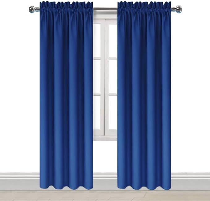 DWCN Blackout Curtains for Bedroom Living Room 52 x 84 Inch Long 2 Panels | Room Darkening, Thermal Insulated, Light Blocking, Rod Pocket Drapes, Noise Reducing Window Treatments, Classic Blue