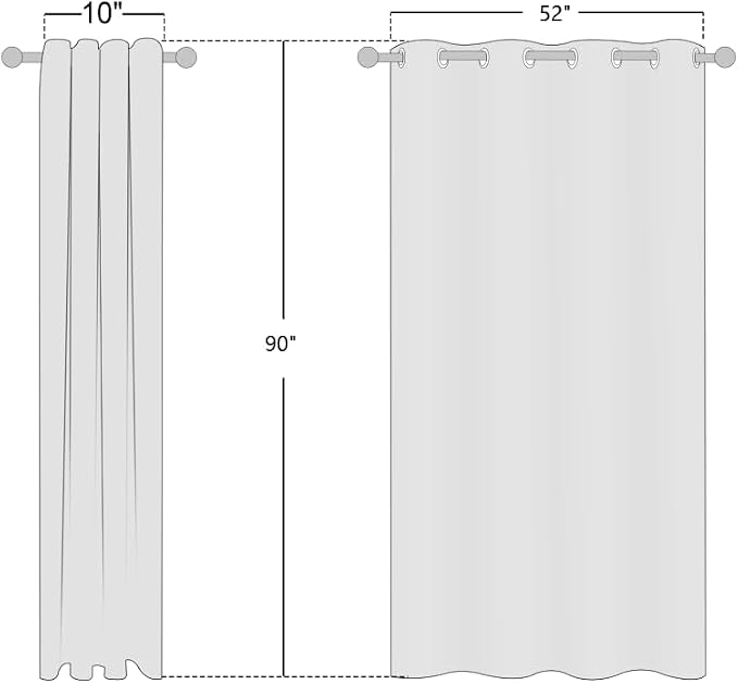 NICETOWN 100% Absolutely Blackout Linen Curtains with Thermal Insulated White Liner, White, 52 inches Wide, 90 inches Length Energy Saving Curtains for Living Room 2 Panels Set, Vertical Blinds