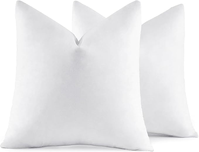 MIULEE 20x20 Pillow Inserts, Set of 2 Feather Down Throw Pillows | Choppable and No Smell, Double-Layer Down-Proof Cotton Cover, Decorative Pillows for Couch Sofa and Bed