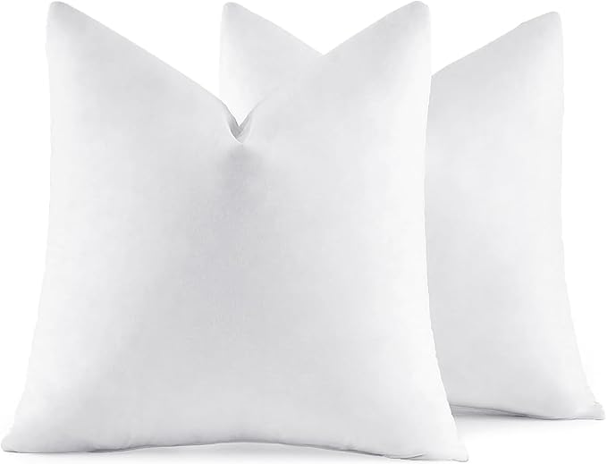 MIULEE 18x18 Pillow Inserts, Set of 2 Feather Down Throw Pillows | Choppable and No Smell, Double-Layer Down-Proof Cotton Cover, Decorative Pillows for Couch Sofa and Bed