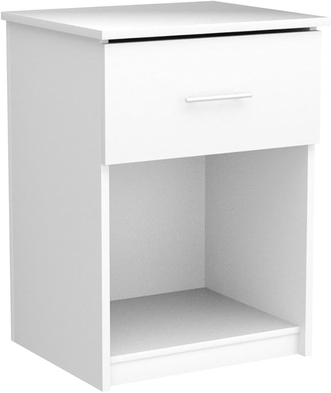 Furinno Tidur Nightstand, 2-Pack, Solid White | Bar Handle, with Storage Shelf, Bedside Table, End Table, Side Table, for Bedroom, Closet, Dorm