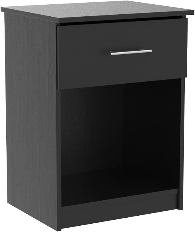 Furinno Tidur Nightstand, 2-Pack, Americano | Bar Handle, with Storage Shelf, Bedside Table, End Table, Side Table, for Bedroom, Closet, Dorm