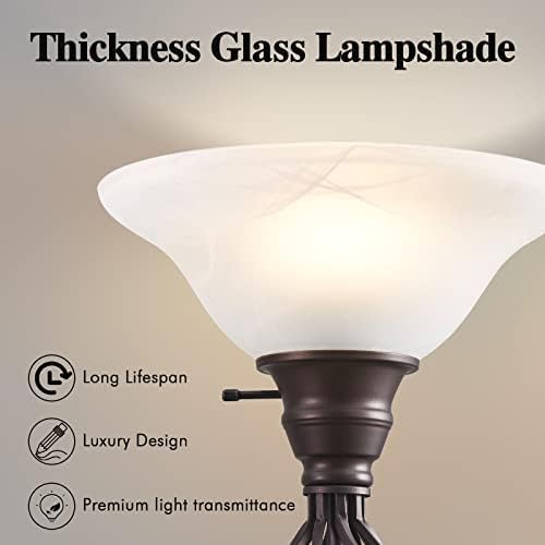 GyroVu Torchiere Floor Lamp for Living Room, LED Standing Reading Light | Glass Lampshade,72" Vintage Tall Lamps for Bedroom Corner Home Office, Bulbs Included
