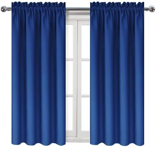 DWCN Blackout Curtains for Bedroom Living Room 52 x 45 Inch Long 2 Panels | Room Darkening, Thermal Insulated, Light Blocking, Rod Pocket Drapes, Noise Reducing Window Treatments, Classic Blue