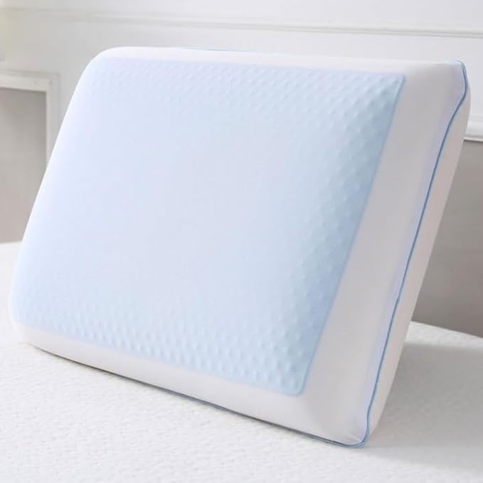 Cool Gel Cooling Pillow for Sleeping, Cooling Memory Foam Pillow for Hot Sleepers, Reversible Ergonomic Design, Pressure Relief, Spine Alignment, Side, Back Contouring Support