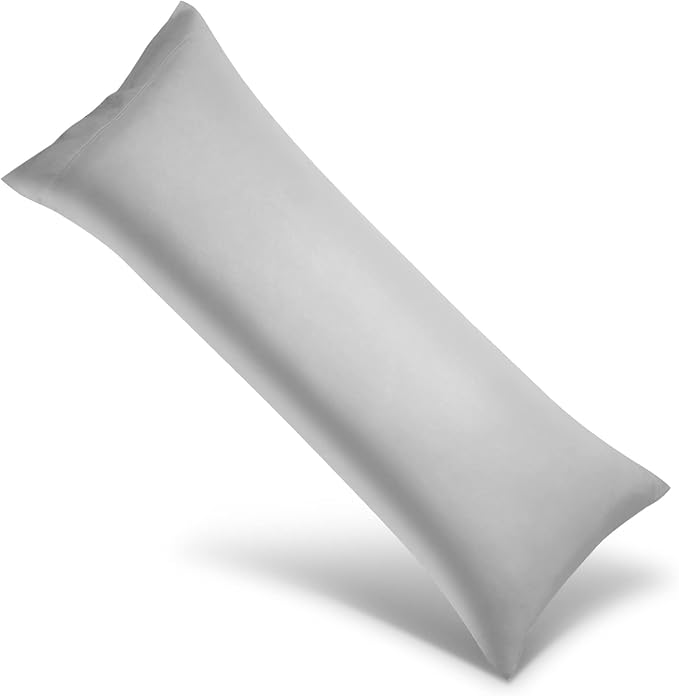 WishSmile Body Cooling Pillowcase Long Pillow Case Breathable Cool Silky Soft Rayon Derived from Bamboo Fabric, Hair and Skin Friendly, Light Gray, 1 Pack, 20x54IN