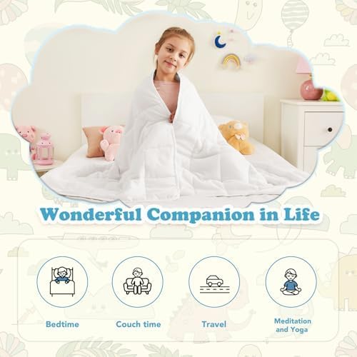 CuteKing Weighted Blanket - Weighted Blanket with Premium Glass Beads - Breathable Heavy Blanket for Comfortable Rest - Thick Blanket All Season (7lbs, 40"x60", White)