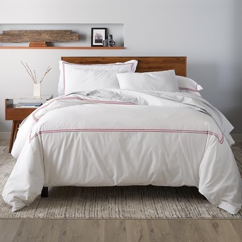Ella Jayne Twin Duvet Cover 100% Cotton Percale Soft Red Design 2 Pcs | Duvet Cover Twin | Soft Cotton Percale | 68 x 90 Inch Cover | Includes 1 Matching Pillow Sham | Red Design