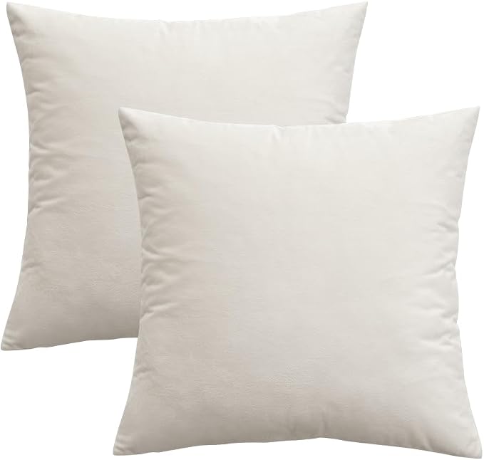 MIULEE Velvet Throw Pillow Covers 20x20 Inch Pack of 2 Cream White | Soft Solid Decorative Pillow Covers, Modern Luxury Home Decor, for Couch Chair Sofa Bedroom Livingroom