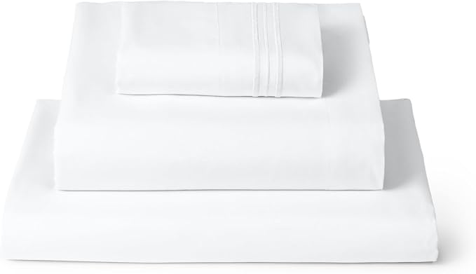 Mellanni Iconic 3-Piece, Ultra Soft Sheet Set (Twin XL, White) | 10M+ Sleepers. Lab-tested: Sleeps Cool, Stays Bright, Strong, Smooth. Good Housekeeping Best Bedding, 7 yrs running.