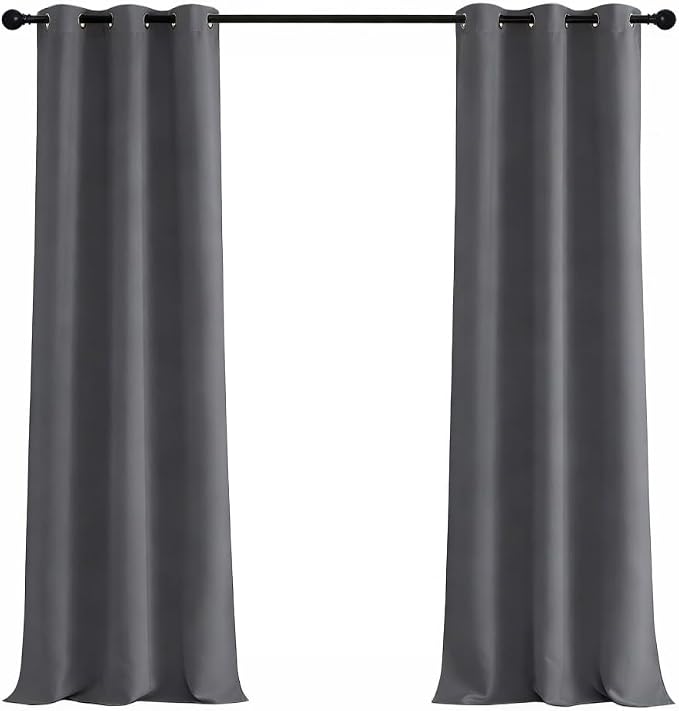 NICETOWN Grey Light Blocking Curtains 96 Inches Long 2 Panels for Living Room, Bedroom, Office Thermal Insulated Blackout Drapes Solid Grommet Noise Reducing Window Curtains, W40
