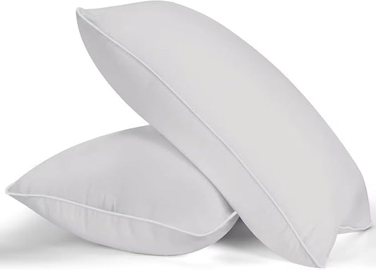 MZOIMZO Bed Pillows for Sleeping- King Size, Set of 2, Cooling Hotel Quality with Premium Soft Down Alternative Fill for Back, Stomach or Side Sleepers, Light Grey