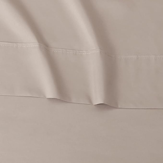 Amazon Basics Lightweight Super Soft Cooling, Breathable Wrinkle Resistant Brushed Microfiber 4-Piece Sheet Set with 14-Inch Deep Pockets, Queen, Taupe, Solid