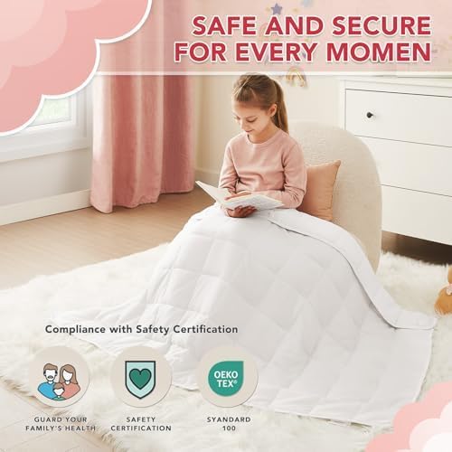 CuteKing Weighted Blanket - Weighted Blanket with Premium Glass Beads - Breathable Heavy Blanket for Comfortable Rest - Thick Blanket All Season (7lbs, 40"x60", White)