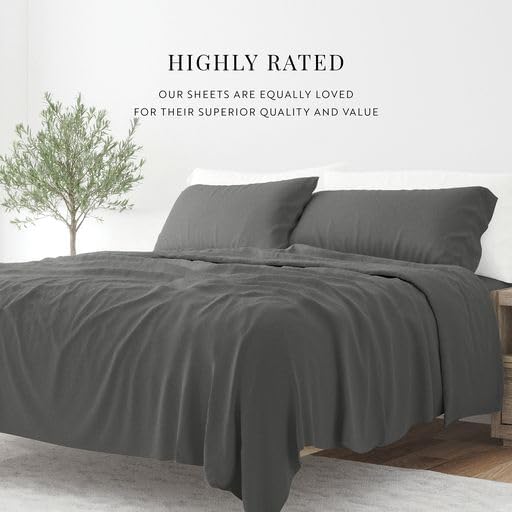 Linen Market Brushed Microfiber Full Sheet Set 4 Piece – Oeko-TEX Certified Ultra Soft & Wrinkle-Free - 16" Deep Pocket Sheets - Easy Care Full Size - Gray