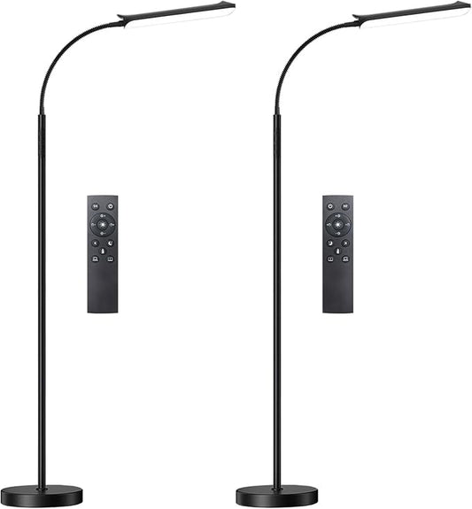 marctronic Floor Lamp 2 Pack, 18W 1800LM Bright LED Floor Lamp with 2 Remotes & Works with Smart Plug, Dimmable Timing Eye Caring Standing Reading Floor Lamps for Living Room Bedroom Office