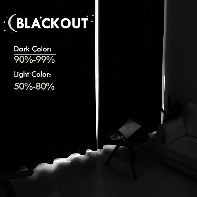 DWCN Blackout Curtains for Bedroom Living Room 38 x 72 Inch Long Camel | 2 Panels Set, Room Darkening, Thermal Insulated, Light Blocking, Rod Pocket Drapes, Noise Reducing Window Treatments