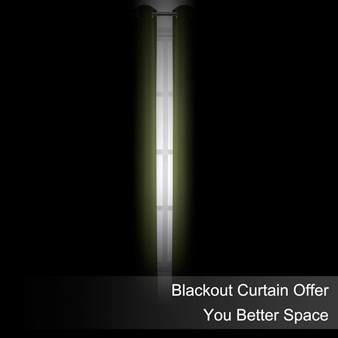 Blackout Curtains 52 x 90 Inch Long Olive Green Curtains Set of 2 Panels Room Darkening Curtains for Bedroom and Living Room