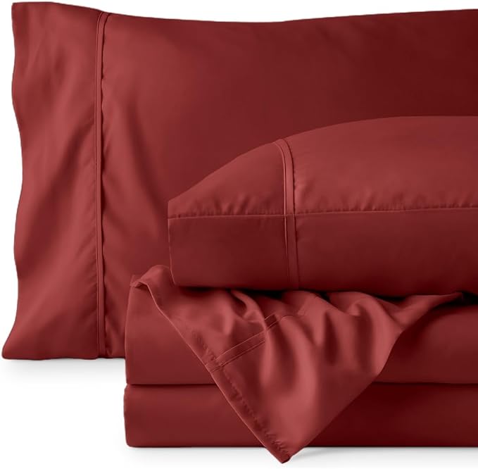 Bare Home King Sheet Set - 1800 Ultra-Soft (King, Rosewood) | Deep Pockets 6 to 15 Inches, Breathable, Hypoallergenic, Hotel Luxury, Easy Fit, Soft, All-Season