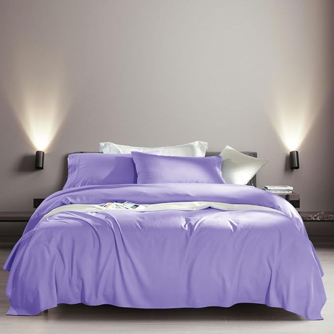 SONORO KATE Bed Sheet Set Super Soft Microfiber Luxury Egyptian Sheets Fit 18-24 Inch Deep Pocket Mattress Wrinkle-6 Piece (Lavender, California King)