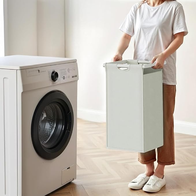 Herture Laundry Hampers with Shelf, Laundry Basket 3 Section, Laundry Sorter with Pull-Out Removable Large 3 Color Bags and Movable Wheels, Metal Frame, 3 x 15.87 Gallons (60L), White PF04XLE