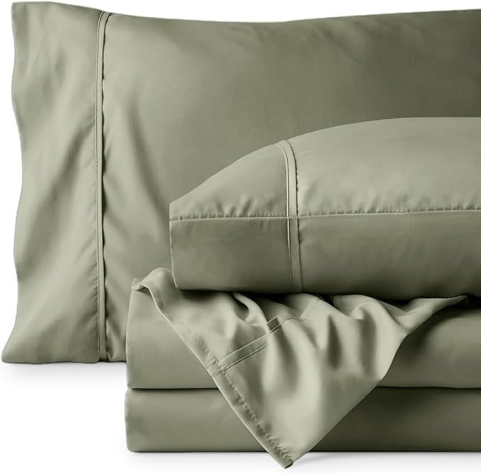 Bare Home Sheet Set - 1800 Ultra-Soft (Split Head Flex King, Sage) | Deep Pockets 6 to 15 Inches, Breathable, Hypoallergenic, Hotel Luxury, Easy Fit, Soft, All-Season