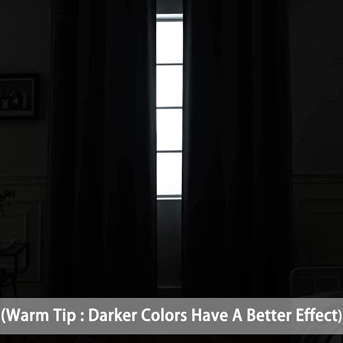 Yakamok Room Darkening Curtains 62x63 inch Length Aqua-Living Room | 2 panels,grommet blackout window treatment,thermal insulated,light blocking drapes,privacy protection,bedroom dining room